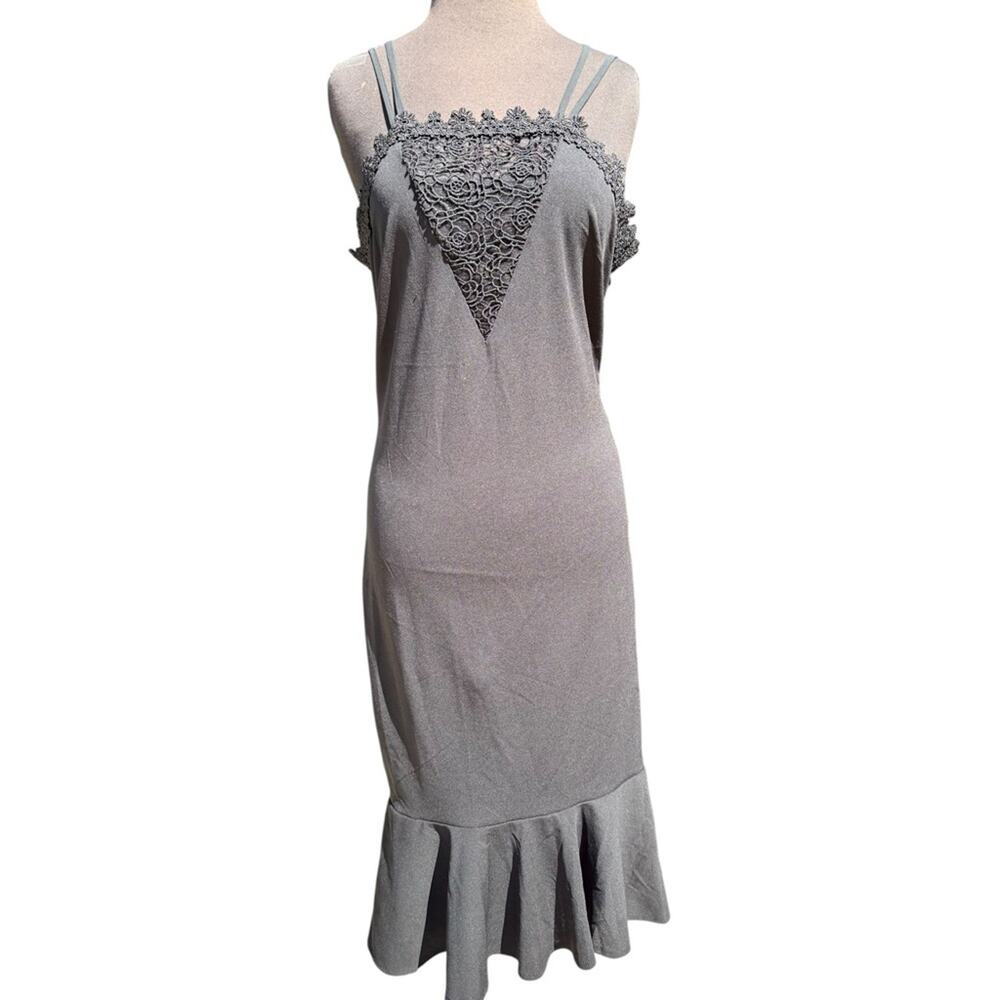 Y2K Crochet Strappy Trumpet Hem Midi Dress Size 6 Dark Romantic Whimsigoth